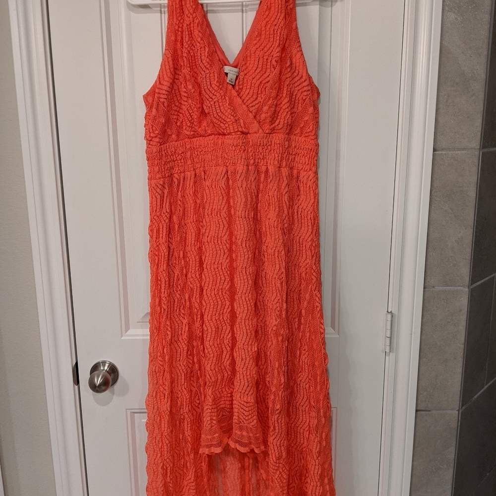 Coral high low dress